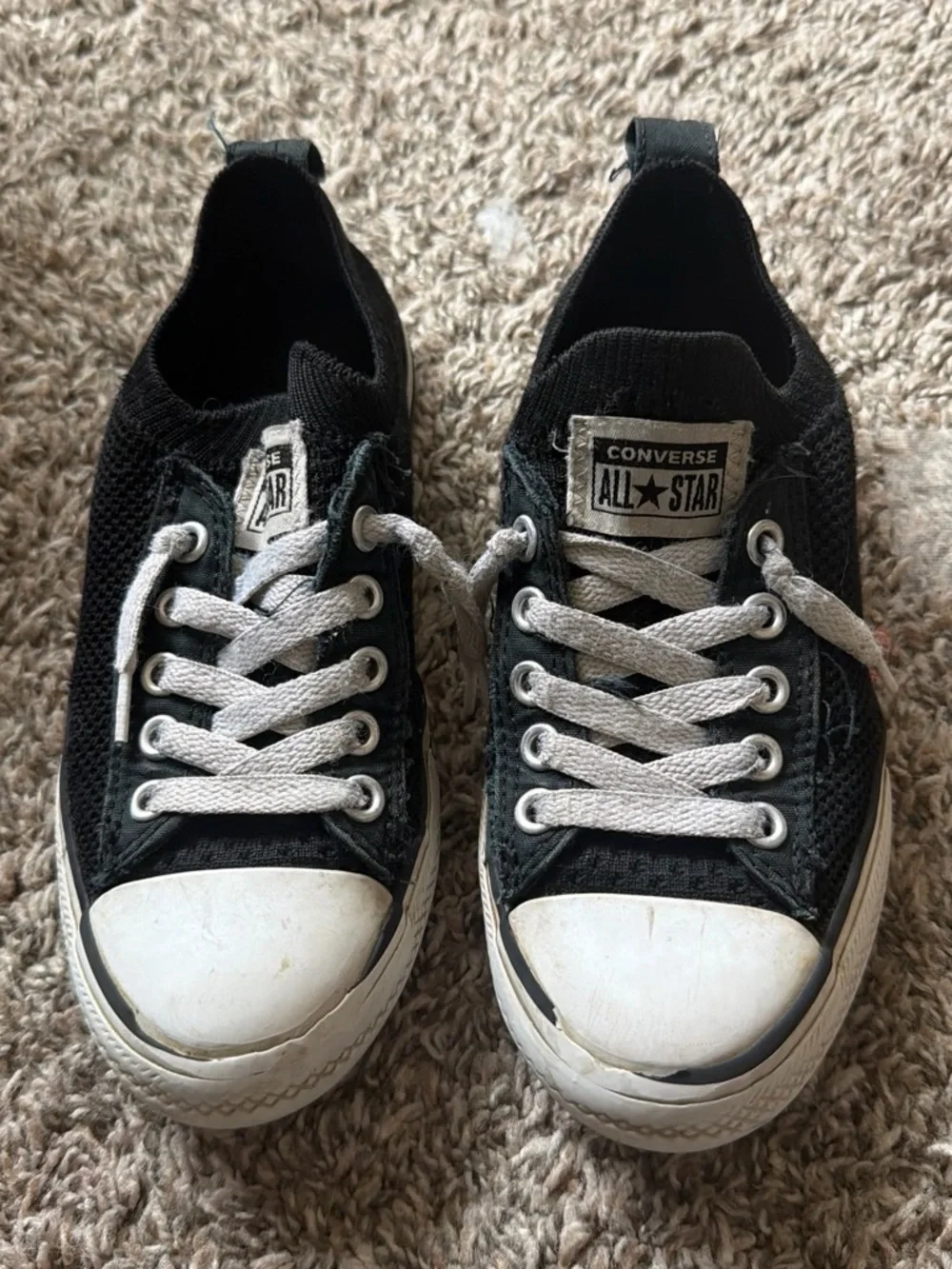 Converse Black Canvas Low Top Sneakers with White Details